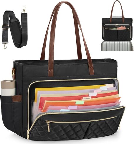 Teacher Tote Bag 15.6 Inch Laptop Bag for Women Work Bag with Accordion File Organizer Pocket & Insulated Pocket Nurse Bag in Saudi Arabia