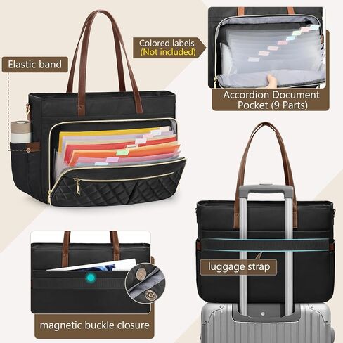 Teacher Tote Bag 15.6 Inch Laptop Bag for Women Work Bag with Accordion File Organizer Pocket & Insulated Pocket Nurse Bag in Saudi Arabia
