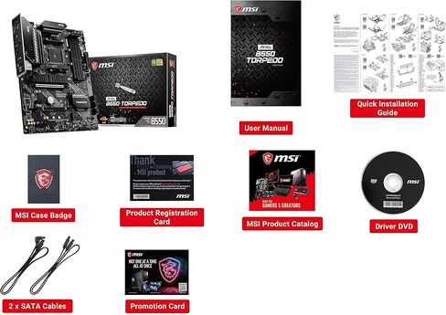 MSI MAG B550 Torpedo Gaming Mameing (AMD AM4 ، DDR4 ، PCIE 4.0 ، SATA 6GB/S ، DUAL M.2 ، USB 3.2 GEN 2 ، HDMI/DP ، ATX ، AMD RYZEN 5000 Series معالجات) (متجددة) in Kuwait