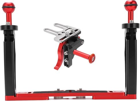 Dual Handle Tray Stabilizer Rig, Aluminum Alloy Underwater Camera Housing Tray with Shutter Trigger Double Locking Screws for Diving SLR & Sports Cameras in Saudi Arabia