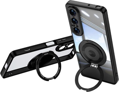 حالة Quietip متوافقة مع Sony Xperia 1 VII ، متوافق مع Magsafe مع 360 حلقة مغناطيسية قابلة للدوار واقف واضحة ، أسود in Kuwait