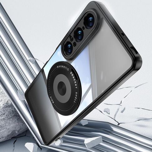 حالة Quietip متوافقة مع Sony Xperia 1 VII ، متوافق مع Magsafe مع 360 حلقة مغناطيسية قابلة للدوار واقف واضحة ، أسود in Kuwait