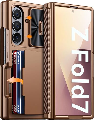 Vizvera for Samsung Galaxy Z Fold 7 Case Rfid Wallet مع حامل البطاقات [غطاء المفصلات] in Kuwait