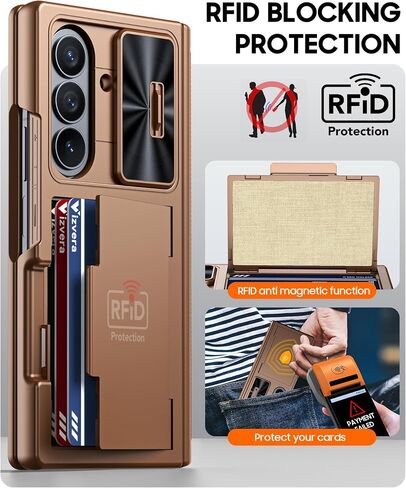 Vizvera for Samsung Galaxy Z Fold 7 Case Rfid Wallet مع حامل البطاقات [غطاء المفصلات] in Kuwait