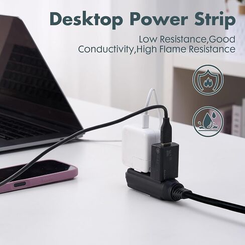 Indoor Extension Cord Power Strip 3 Outlets Flat Plug, UL Listed, 16 Gauge 3 ft Black 3 Prong Heavy Duty, 16/3 SJTW 13A Outlet Extender in Saudi Arabia