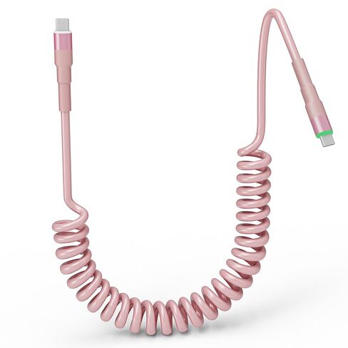 Coiled USB C to USB C Cable, Coiled USB C Charger Cable for CarPlay and Android Auto, Coiled Android Auto Cable for iPhone 16/15/Plus/Pro/Pro Max/Samsung Galaxy S23 in Saudi Arabia