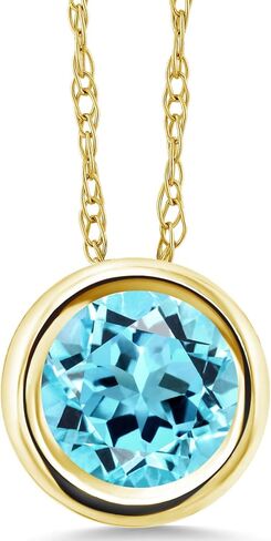 Gem Stone King 14K Yellow Gold Yellow Citrine Pendant Necklace For Women (0.70 Cttw, Gemstone November Birthstone, Round 6MM, with 18 Inch Chain) in Kuwait