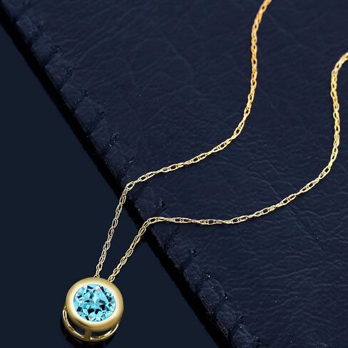 Gem Stone King 14K Yellow Gold Yellow Citrine Pendant Necklace For Women (0.70 Cttw, Gemstone November Birthstone, Round 6MM, with 18 Inch Chain) in Kuwait