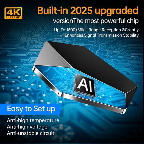 2025 تلفزيون الهوائي 1600 ميل نطاق هوائي تلفزيون رقمي داخلي 4K 1080P HD أقوى هوائيات التلفزيون مع هوائيات تلفزيون مضخمة للإشارة لذكي in Kuwait