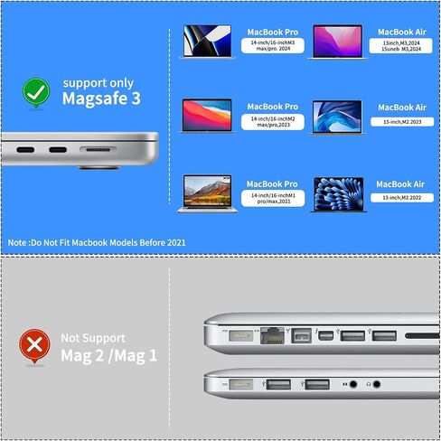 140W USB-C to Magnetic 3 Cable (6.6ft), Fast Charging for MacBook Air (15''/13'' M4 2025, M3 2024, M2 2023, M2 2022), Pro (16"/14" 2024/2023/2021)– Blue in Kuwait