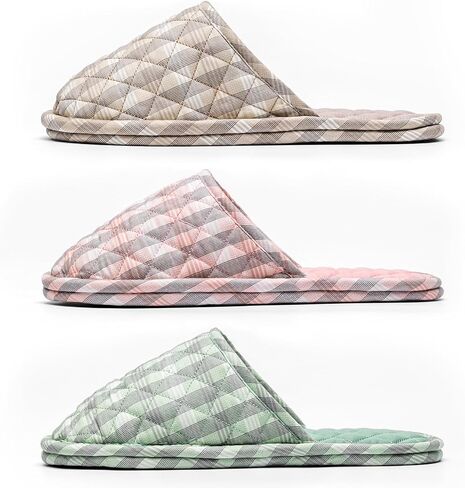 3 Pairs Floral Cotton House Slippers for Women, Open Toe Indoor Slippers Comfortable Washable Portable Foldable Guest Travel Hotel Airplane Spa Slippers in Kuwait