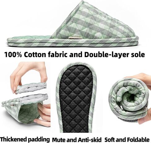 3 Pairs Floral Cotton House Slippers for Women, Open Toe Indoor Slippers Comfortable Washable Portable Foldable Guest Travel Hotel Airplane Spa Slippers in Kuwait