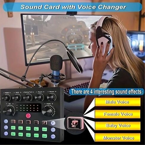 Portable USB External Sound Card Live Broadcast Sound Card Audio Card Parts in Saudi Arabia