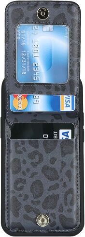 for iPhone XR Phone case Wallet for Women, for iPhone XR Phone case with Card Holder with Credit Card with Ring Kickstand Zipper Shockproof Slim Stand Case - White Leopard in Kuwait