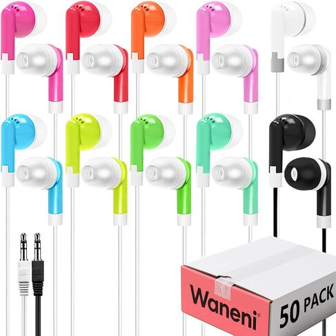 Wholesale Bulk Earbuds Headphones 100 Pack Class Set for School Classroom Students Kids Children Toddler Boys Girls Teen Adults(Mixed Colors,100 Pack) in Saudi Arabia