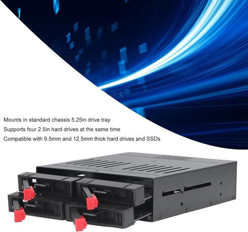 4 قفص خليج لـ SATA HDD/SSD - قفص معدني مع توافق رف الهاتف المحمول ، يناسب 5.25 بوصة الخليج ، 9.5 مم/12.5 ملم in Saudi Arabia