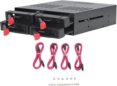 4 قفص خليج لـ SATA HDD/SSD - قفص معدني مع توافق رف الهاتف المحمول ، يناسب 5.25 بوصة الخليج ، 9.5 مم/12.5 ملم in Saudi Arabia