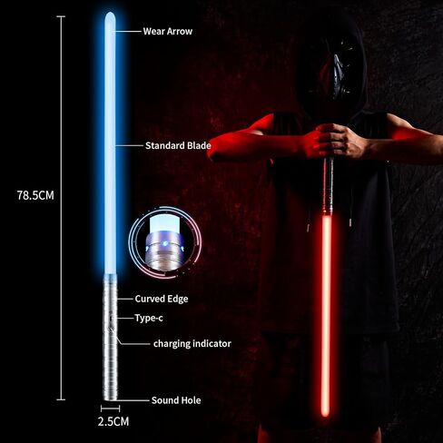 Lightsaber Fx Dueling Force 15 RGB Colors Type-C Metal Hilt Rechargeable 4 Modes Force Fx Dueling Light Saber Lightsaber Gifts for Boyfriend Girlfriend and Adults（Set of 1（Black）） in Saudi Arabia