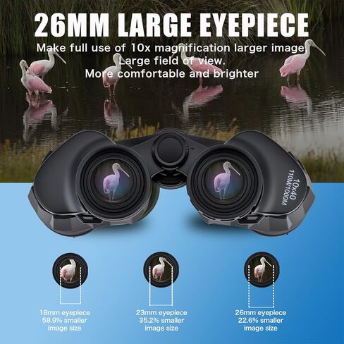 10 × 40 مناظير HD Professional للبالغين والأطفال ، مجهر إثبات الصدمات مع عدسة BAK4 FMC ، مناظير كبيرة مقاومة للماء مثالية لمشاهدة الطيور ، والرياضة ، والصيد ، والأسود in Kuwait