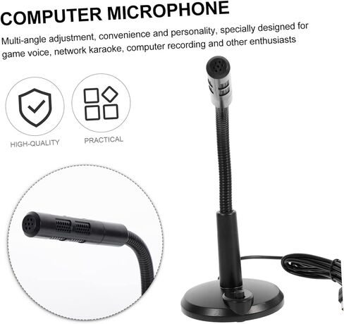 USB Desktop Microphone with Angle Sound Quality and Stable Pedestal for Gaming Streaming and Online Classes Easy to Use Computer Accessory in Saudi Arabia