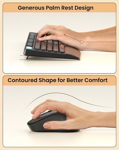 seenda Bluetooth Keyboard and Mouse, USB + Bluetooth Multi Device, Ergonomic Keyboard Mouse Set, Full-Size Wireless Combo Compatible for Mac OS/Windows PCs Computers Laptops MacBooks - Green Button in Kuwait