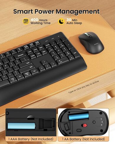 seenda Bluetooth Keyboard and Mouse, USB + Bluetooth Multi Device, Ergonomic Keyboard Mouse Set, Full-Size Wireless Combo Compatible for Mac OS/Windows PCs Computers Laptops MacBooks - Green Button in Kuwait