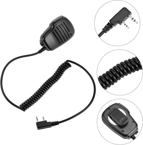 QWORK Handheld Speaker Mic for Two Way Radio, 2 Pack Shoulder Speaker Mic of Walkie Talkies with 2-Pin K-Type Connector in Saudi Arabia