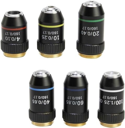195 عدسة موضوعية مجهر أسود - 4x ، 10x ، 20x ، 40x ، 60x ، 100x rms 20.2mm متوافقة مع المجاهر القياسية (40x) in Kuwait