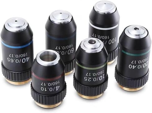 195 عدسة موضوعية مجهر أسود - 4x ، 10x ، 20x ، 40x ، 60x ، 100x rms 20.2mm متوافقة مع المجاهر القياسية (40x) in Kuwait