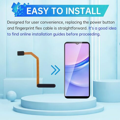 زر الطاقة وأجهزة استشعار البصمات ، استبدال كبل المرن من أجل Samsung Galaxy A15 Flex Cable Side On/Off Switch Control Control Parts SM-A155F (Brave Black) in Kuwait