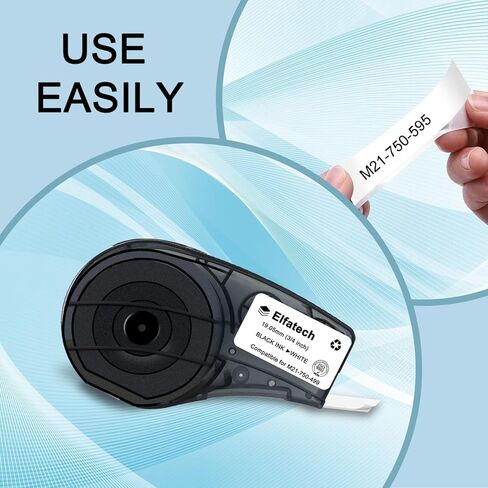 M21-750-499 متعددة الأغراض نايلون ملصق متوافق مع شريط التسمية replaceMEMT لـ M21-750-499 للمعرف العام ، علامات الأسلاك ، والمختبر ، الأسود على الأبيض المصمم لـ M210 ، M211 ، BMP21-PLUS (4 عبوات) in Kuwait