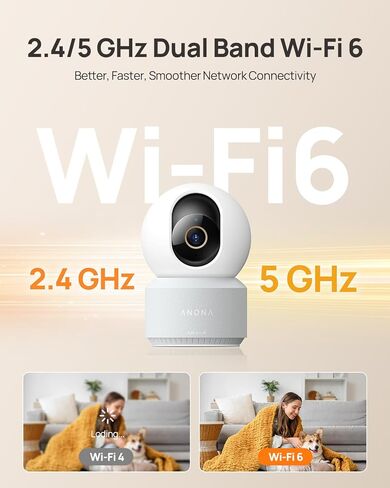 كاميرا داخلية anona 4k uhd ، كاميرا أمان للحيوانات الأليفة/الكلب/الطفل مع تطبيق هاتف ، و 360 درجة من الميل ، و 5 جرام/2.4 جرام مزدوج النطاق واي فاي 6 ، تتبع تلقائي ، شخص/حيوان أليف/طفل/طفل الكشف in Kuwait
