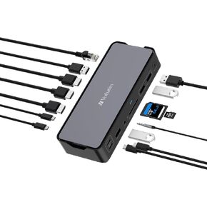 محطة إرساء USB-C Pro Verbatim ، محور 15-in-1 ، محول متعدد إلى HDMI 4K و 8K ، USB-A و USB-C ، PD 80W ، AUX ، قارئ البطاقات ، لجهاز الكمبيوتر المحمول MAC/Windows و CO in Kuwait