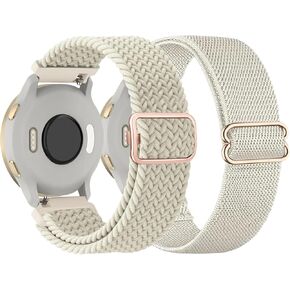 2 Pack Braided Stretchy Nylon Watch Bands Compatible with Garmin Venu 3s 41mm/Venu 2s/Vivoactive 4s/Vivomove 3s/Forerunner 255s 265s, 18mm Loop Elastic Fabric Straps for Women Men in Kuwait