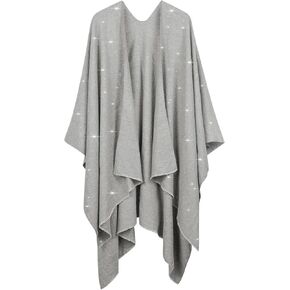 REEMONDE Womens Rhinestones Open Front Poncho Shawl Wrap Cape Ruana Travel Blanket Cardigan in Kuwait