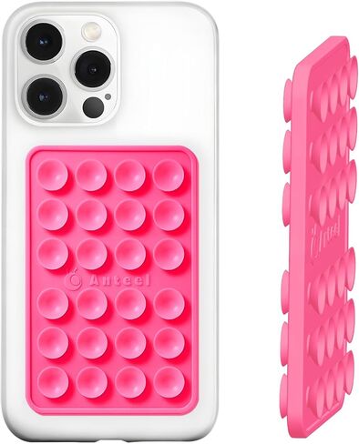 Double-Sided Silicone Suction Phone Case Mount, Enhanced Suction Cup Power and Thickened Grip for Selfies and Videos, Durable, Hands-Free Non Slip Accessories, 2.36"x3.66" (Rose) in Kuwait