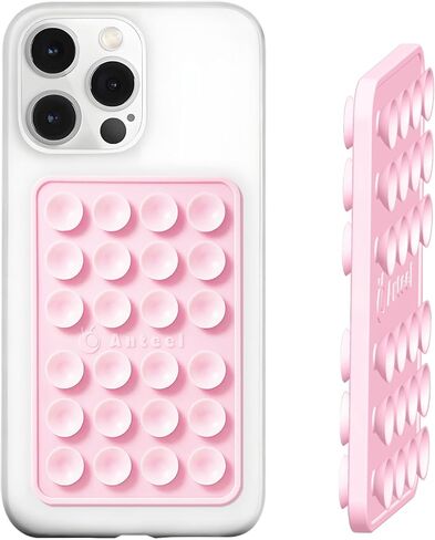 Double-Sided Silicone Suction Phone Case Mount, Enhanced Suction Cup Power and Thickened Grip for Selfies and Videos, Durable, Hands-Free Non Slip Accessories, 2.36"x3.66" (Rose) in Kuwait