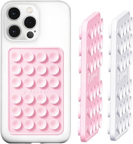 Double-Sided Silicone Suction Phone Case Mount, Enhanced Suction Cup Power and Thickened Grip for Selfies and Videos, Durable, Hands-Free Non Slip Accessories, 2.36"x3.66" (Rose) in Kuwait