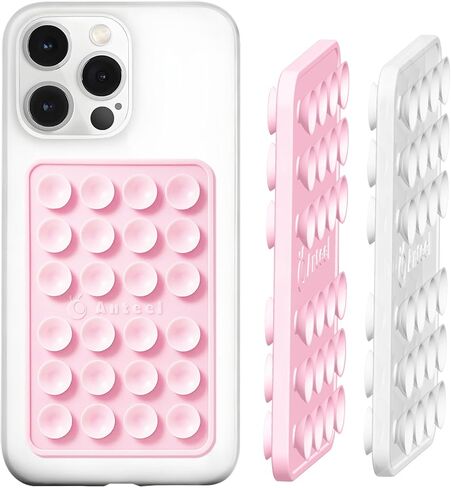 Double-Sided Silicone Suction Phone Case Mount, Enhanced Suction Cup Power and Thickened Grip for Selfies and Videos, Durable, Hands-Free Non Slip Accessories, 2.36"x3.66" (Rose) in Kuwait