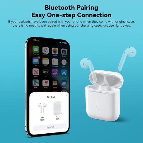 Wireless Charging Case Replacement Compatible with AirPod 2nd & 1st Generation, Air Pod 2 1 Charger Case with Bluetooth Pairing Sync Button,White in Saudi Arabia
