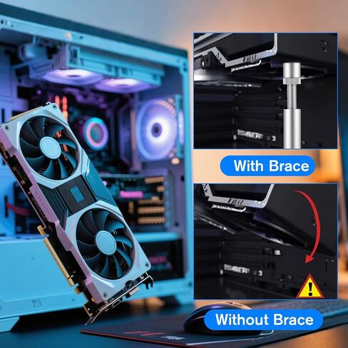 SAG BRACKET GPU Stand Bracket Sliver GPU دعم بطاقة فيديو قابلة للتعديل لبطاقة SAG Holder SAG مع MAGNET و NON SLIP ، 48 مم-78 مم in Saudi Arabia