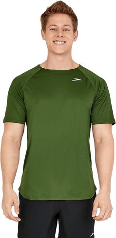 قميص سباحة Speedo Standard Uv بأكمام قصيرة للياقة البدنية Rashguard، أبيض، L in Saudi Arabia