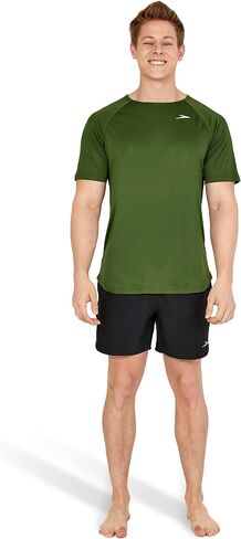 قميص سباحة Speedo Standard Uv بأكمام قصيرة للياقة البدنية Rashguard، أبيض، L in Saudi Arabia