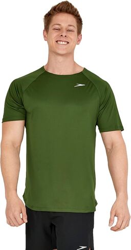 قميص سباحة Speedo Standard Uv بأكمام قصيرة للياقة البدنية Rashguard، أبيض، L in Saudi Arabia