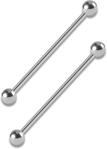 2PCS 14G G23 Titanium Straight Barbell Tongue Rings Nipple Barbell Ring Bars Cartilage Earring Body Piercing Jewelry Externally Threaded in Saudi Arabia
