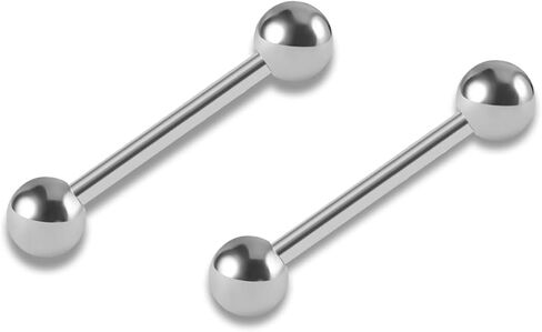 2PCS 14G G23 Titanium Straight Barbell Tongue Rings Nipple Barbell Ring Bars Cartilage Earring Body Piercing Jewelry Externally Threaded in Saudi Arabia