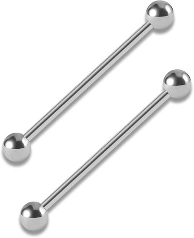 2PCS 14G G23 Titanium Straight Barbell Tongue Rings Nipple Barbell Ring Bars Cartilage Earring Body Piercing Jewelry Externally Threaded in Saudi Arabia
