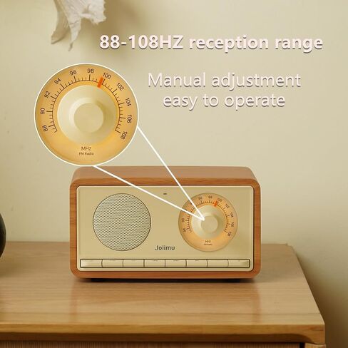 مكبر صوت بلوتوث Radio Vintage ، 2600 مللي أمبير في الساعة راديو قابلة لإعادة الشحن مع هوائي FM مدمج للمطبخ المنزلي وغرفة معيشة مع مقبض دوار in Saudi Arabia