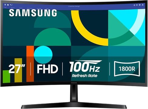 Samsung 27 "SPARNAY S3 (S36CG) Series FHD 1800R Curved Computer Monitor ، 100Hz ، وضع اللعبة ، COMBLE المتقدم ، COMPLAY ، HDMI و D-SUB ، LS27D36CGANXZA ، كابل HDMI in Kuwait