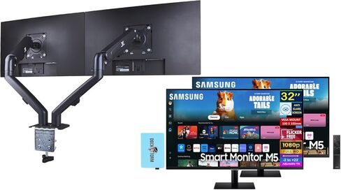 Samsung 32 "Smart M5 (M50D) FHD VA Monitor مع HDR10 ، وقت استجابة 4 مللي ثانية ، مضاد للوهج ، وميض خالٍ من الوميض ، جبل Vesa (100 مم) ، HDMI و Dockztorm USB Expander ، اللون الأسود (LS32DM00ENXGO) in Kuwait